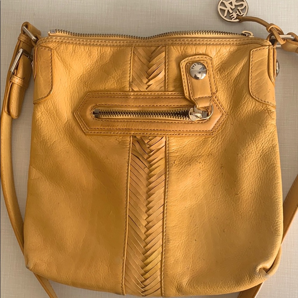 Vintage The Sak Yellow Leather Cross Body Bag Gem